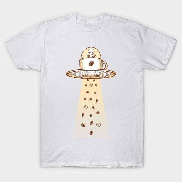 Alien Coffee Invasion T-Shirt by quilimo